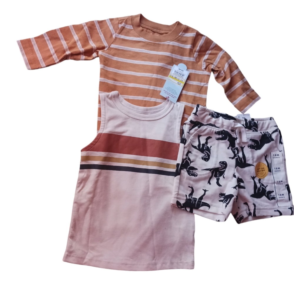 4 Pieces of Baby Boy Clothing Bundle Size 6 -24 months Neutral Clothes Brown-Tan